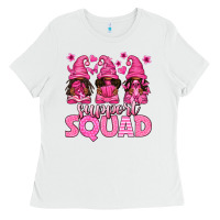 White breast cancer afro gnomies support squad Ladies Tee - texasbilliewilder
