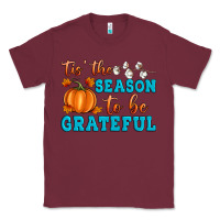 Burgundy Tis' the Season To Be Grateful Classic Tee - Artiststas
