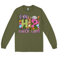 Army Green Easter Day One hip Lunch Lady Long Sleeve Tee - OliviaCreatesArt