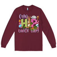 Burgundy Easter Day One hip Lunch Lady Long Sleeve Tee - OliviaCreatesArt