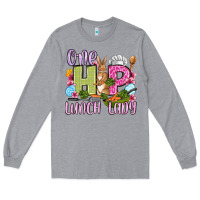 Heather Grey Easter Day One hip Lunch Lady Long Sleeve Tee - OliviaCreatesArt