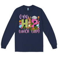 Navy Easter Day One hip Lunch Lady Long Sleeve Tee - OliviaCreatesArt
