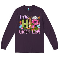 Plum Easter Day One hip Lunch Lady Long Sleeve Tee - OliviaCreatesArt
