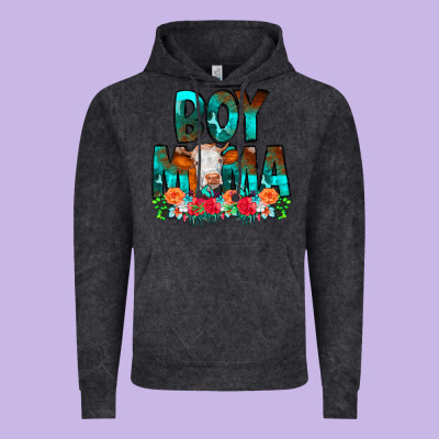 Boy Mama Flowers Cow Vintage Hoodie Designed By Cowcowdesign
