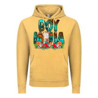 Vintage Mustard Boy Mama Flowers Cow Vintage Hoodie - CowCowDesign