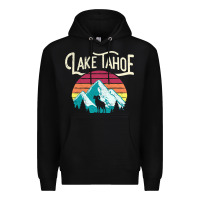 Black Vintage Lake Tahoe Mountains Retro T Premium Hoodie - longCreatives