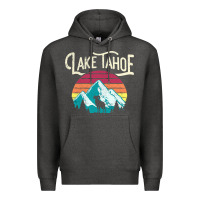 Charcoal Heather Vintage Lake Tahoe Mountains Retro T Premium Hoodie - longCreatives