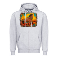 Heather Grey horse with sunflowers turquoise gemstone western sunset leopard backgr Zipper Hoodie - Artiststas