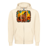 Sandshell horse with sunflowers turquoise gemstone western sunset leopard backgr Zipper Hoodie - Artiststas