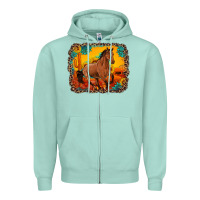 Seafoam horse with sunflowers turquoise gemstone western sunset leopard backgr Zipper Hoodie - Artiststas