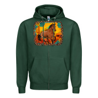 Horse With Sunflowers Turquoise Gemstone Western Sunset Leopard Backgr Zipper Hoodie | Teevron