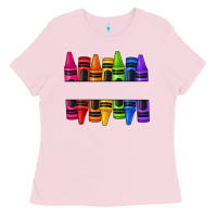 Bubblegum Pink custom name crayons Ladies Tee - texasbilliewilder