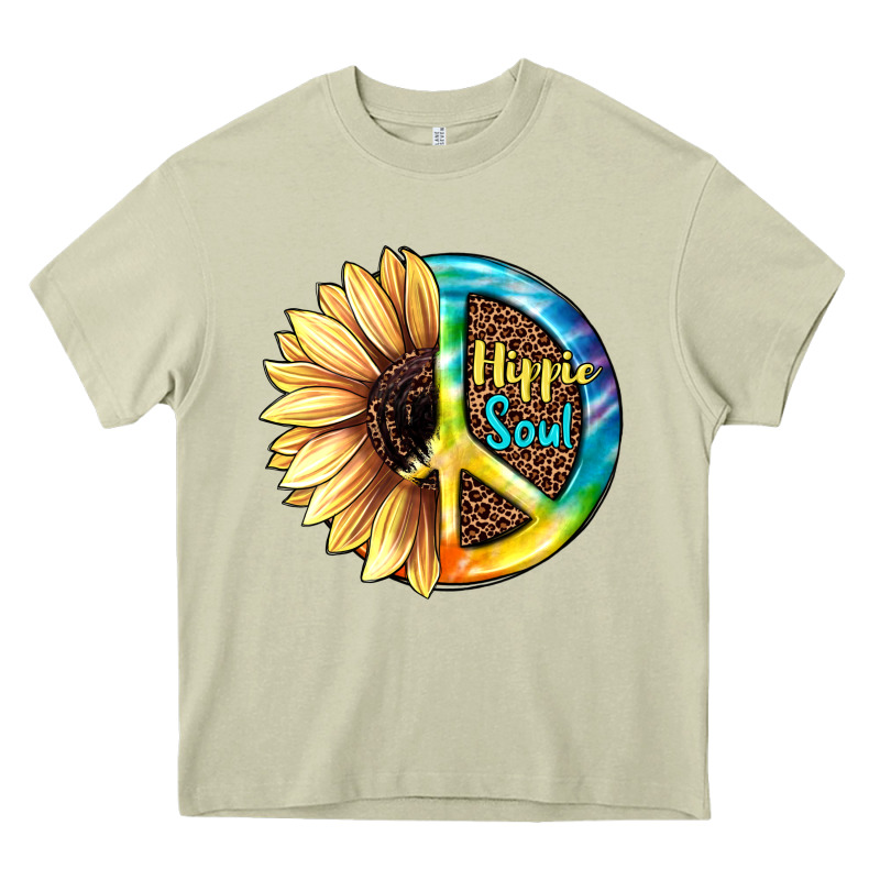 Hippie Soul With Sunflower And Leopard Background Heavy Core Tee by JahusDesignShop | Teevron