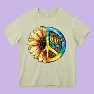 Hippie Soul With Sunflower And Leopard Background Heavy Core Tee Designed By Jahusdesignshop