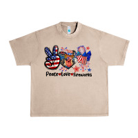 French Oak Peace love fireworks 4th of july Urban Heavy Tee - CowGirlArtShop