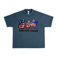 Midnight Navy Peace love fireworks 4th of july Urban Heavy Tee - CowGirlArtShop