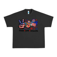 Pigment Black Peace love fireworks 4th of july Urban Heavy Tee - CowGirlArtShop