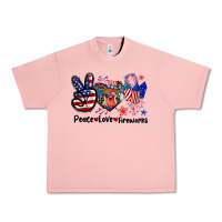 Salmon Peace love fireworks 4th of july Urban Heavy Tee - CowGirlArtShop