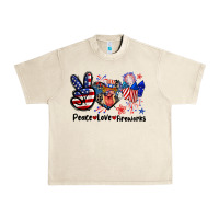 Sandshell Peace love fireworks 4th of july Urban Heavy Tee - CowGirlArtShop