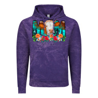 Cloud Purple Cow Mom Turquoise Tooled Leather Flowers Vintage Hoodie - CowCowDesign