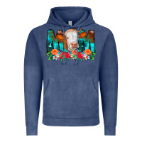 Vintage Denim Cow Mom Turquoise Tooled Leather Flowers Vintage Hoodie - CowCowDesign