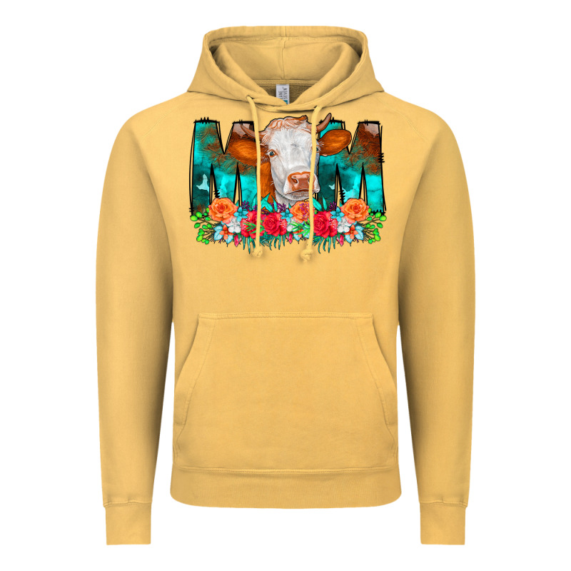 Cow Mom Turquoise Tooled Leather Flowers Vintage Hoodie by CowCowDesign | Teevron