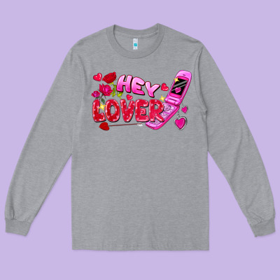 Hey Lover Flip Phone Valentine's Day Long Sleeve Tee Designed By Fadigitalartstudio