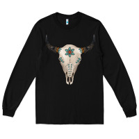Black Turquoise Bull Skull Long Sleeve Tee - Jasminsmagicworld