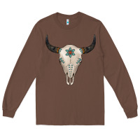 Chestnut Turquoise Bull Skull Long Sleeve Tee - Jasminsmagicworld