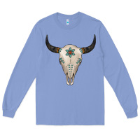 Colony Blue Turquoise Bull Skull Long Sleeve Tee - Jasminsmagicworld