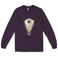 Plum Turquoise Bull Skull Long Sleeve Tee - Jasminsmagicworld