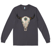 Smoke Turquoise Bull Skull Long Sleeve Tee - Jasminsmagicworld