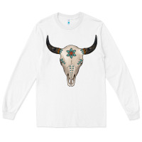 White Turquoise Bull Skull Long Sleeve Tee - Jasminsmagicworld