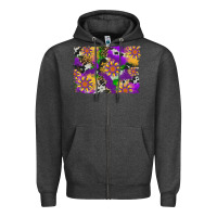 Charcoal Heather mardi gras sunflower cowhide leopard and glitter background Zipper Hoodie - Artiststas