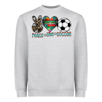 Heather Grey peace love soccer Heavyweight Sweatshirt - CowhideDigitalArt