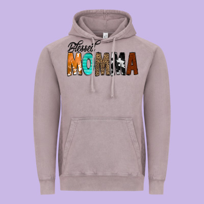 Blessed Momma Vintage Hoodie Designed By Cowcowdesign