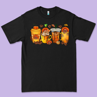 Thanksgiving Coffee Cups Premium Tee Designed By Texasbilliewilder