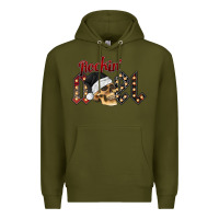 Army Green rockin noel skull Premium Hoodie - CowhideDigitalArt