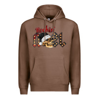 Chestnut rockin noel skull Premium Hoodie - CowhideDigitalArt