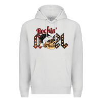 Dove Grey rockin noel skull Premium Hoodie - CowhideDigitalArt