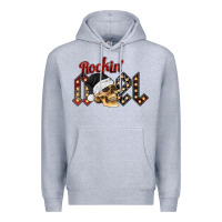 Heather Grey rockin noel skull Premium Hoodie - CowhideDigitalArt