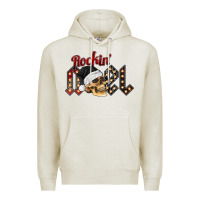 Oatmeal Heather rockin noel skull Premium Hoodie - CowhideDigitalArt
