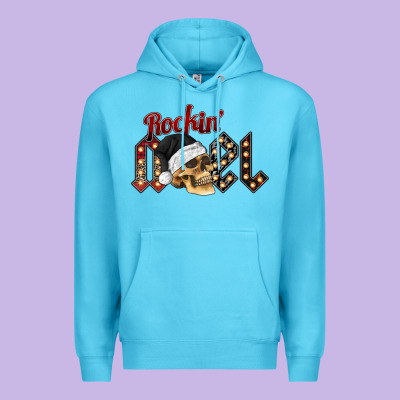 Rockin Noel Skull Premium Hoodie Designed By Cowhidedigitalart