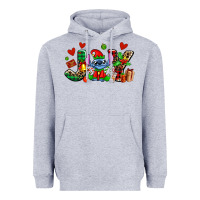 Heather Grey joy with christmas elf stitch Heavyweight Hoodie - AdoDesignShop