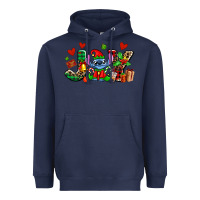 Navy joy with christmas elf stitch Heavyweight Hoodie - AdoDesignShop