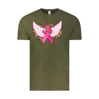 Vintage Olive Cancer ribbon angel wings Cancer Awareness Vintage Tee - HowdyJamesFarm