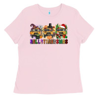 Bubblegum Pink hallothanksmas Ladies Tee - texasbilliewilder