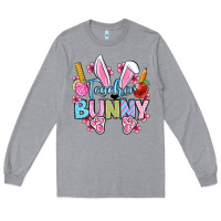 Heather Grey Easter Teacher bunny Long Sleeve Tee - OliviaCreatesArt