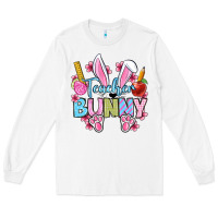White Easter Teacher bunny Long Sleeve Tee - OliviaCreatesArt