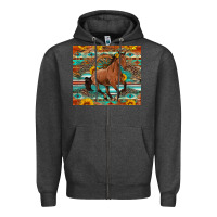 Charcoal Heather galloping horse aztec sunflower Zipper Hoodie - Artiststas